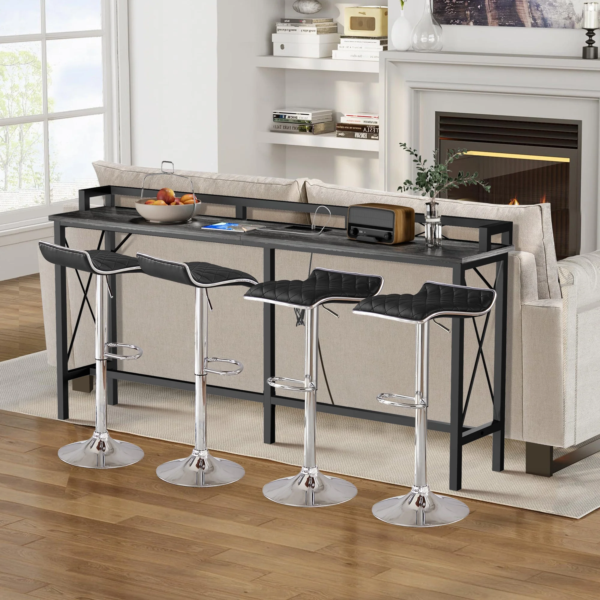 VECELO 5-Piece Console Table and Stool Set, 70.9