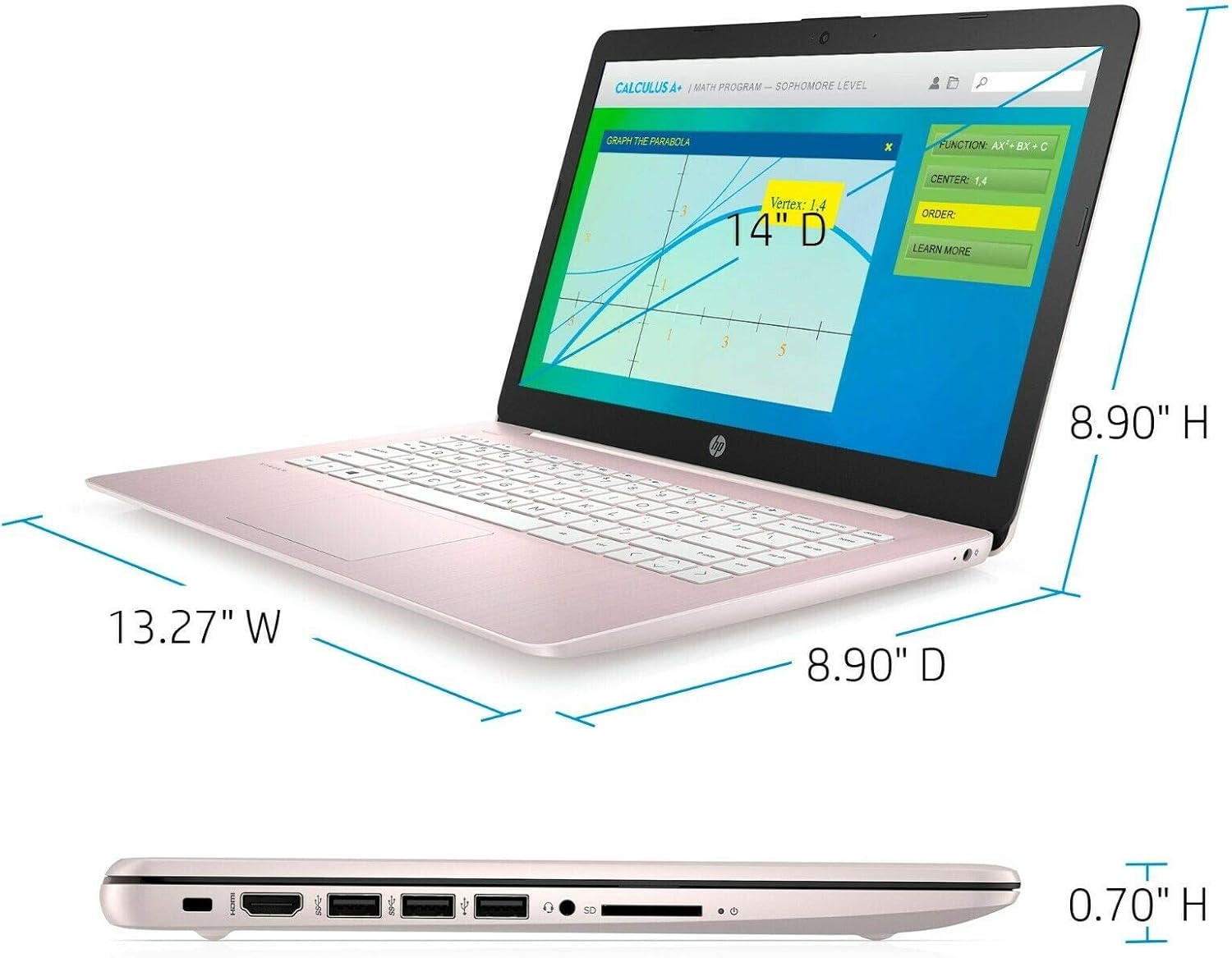 HP Stream 14 Pink - Celeron N4000 - 4 GB RAM - 64 GB eMMC Storage - 14 LCD - Wireless - Bluetooth - Webcam - Windows 10 S