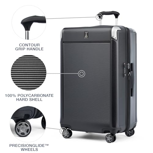 Travelpro Platinum Elite Hardside Expandable Carry on Luggage, 8 Wheel Spinner, TSA Lock, Hard Shell Polycarbonate Suitcase, Metallic Sand, Compact Carry on 20-Inch