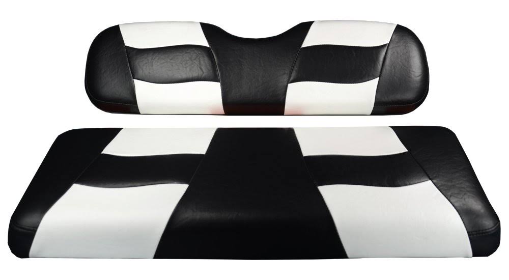 Madjax Riptide 2004-Up Black/White Two-Tone Front Seat Covers for Club Car Precedent Golf Carts 10-119