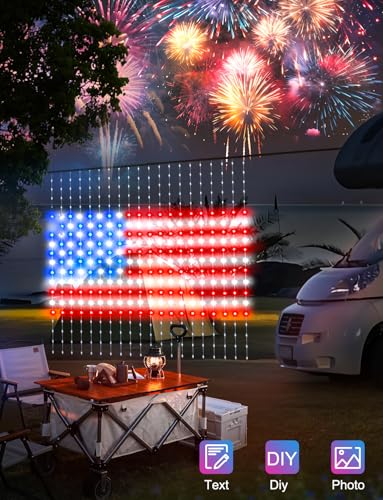 Smart Curtain Lights RGB 5050 Built in Chip, Color Changing Curtain Lights with Music Sync APP Remote Control, 8Ft x 6Ft 144LED USB Powered Fairy Lights for Party Patio Garden Decor