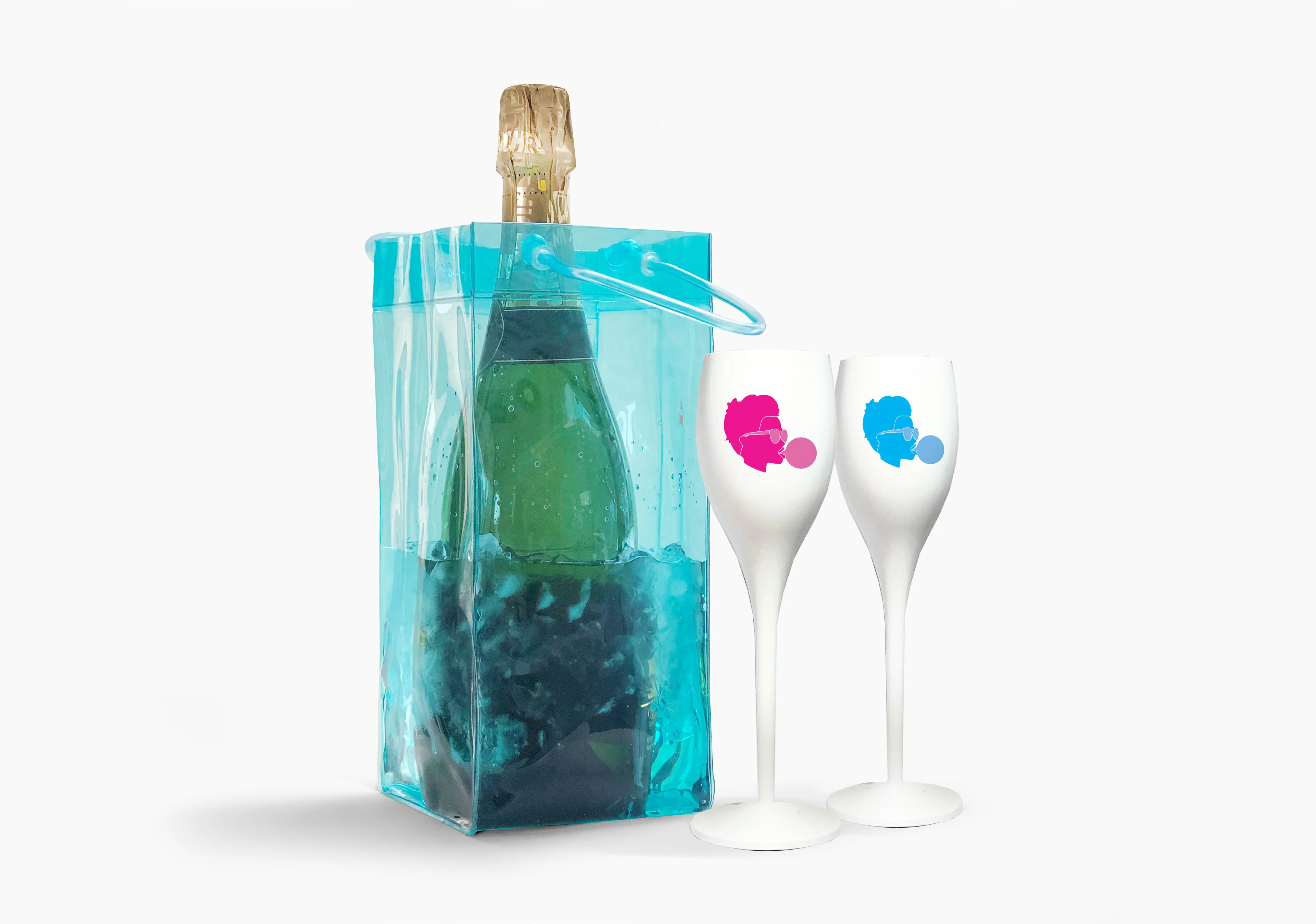 The Unbreakables - champagne-to-go Set of 2 plastic champagne glasses and 1 icebag