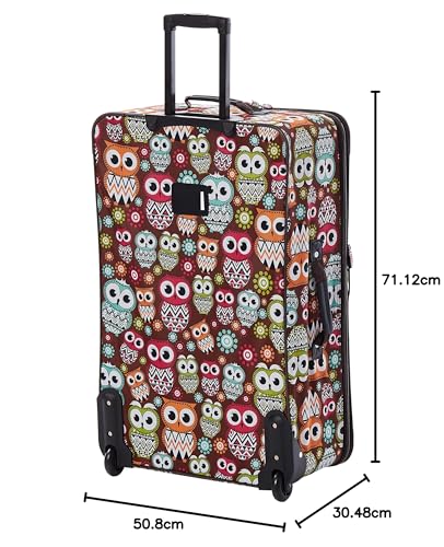 Rockland Jungle Softside Upright Luggage Set, Expandable, Owl, 4-Piece (14/29/24/28)