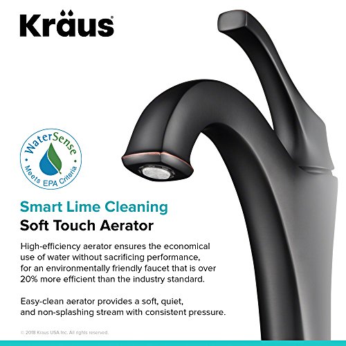 KRAUS KVF-1200BG Arlo™ Brushed Gold Tall Vessel Bathroom Faucet with Pop-Up Drain