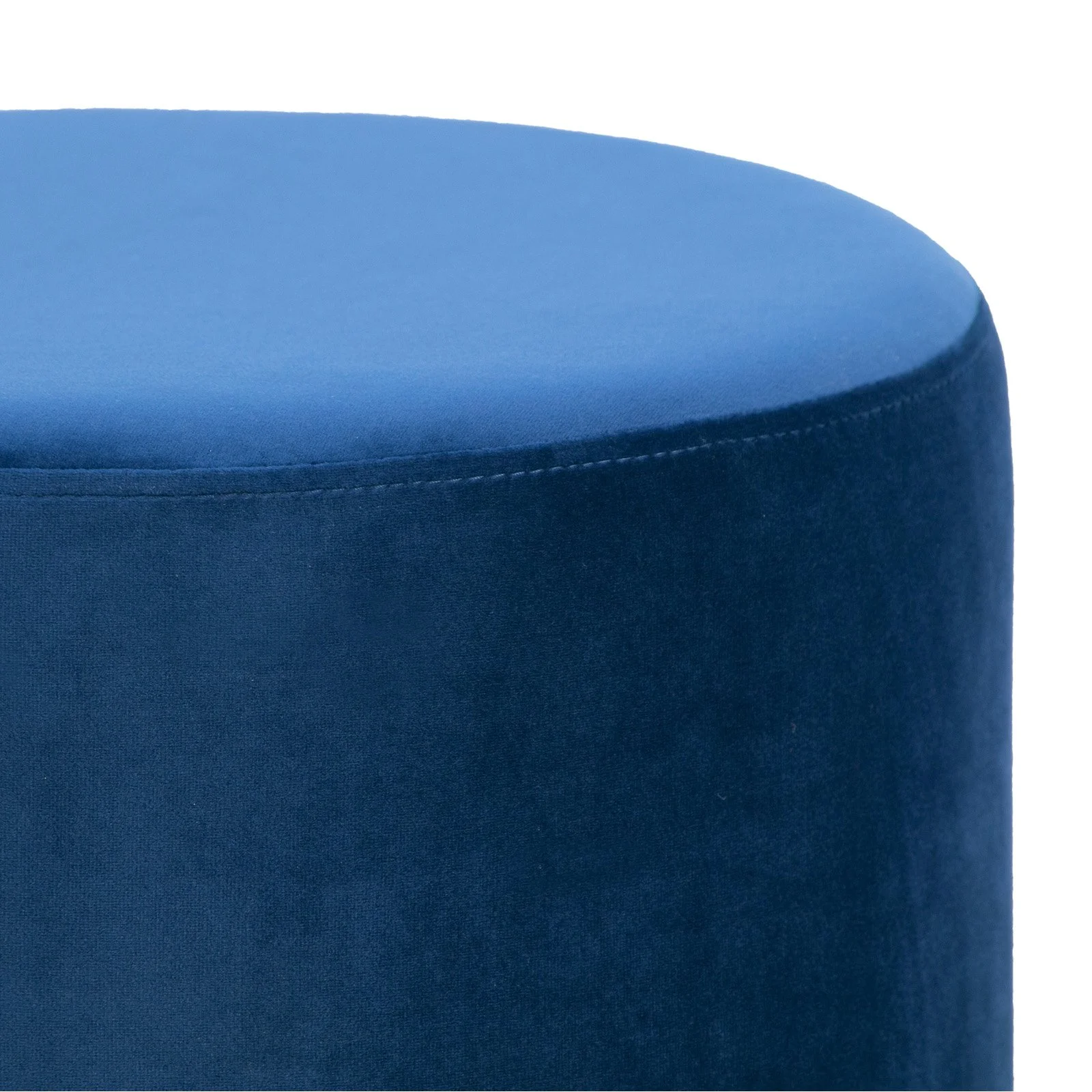 Glamour Home Anna Velvet Round Ottoman with Golden Accent Base
