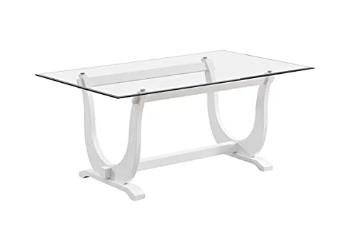 Kings Brand Furniture - Elmer 9 Piece Glass Top Dining Set, Table & 8 Chairs, White/Blue