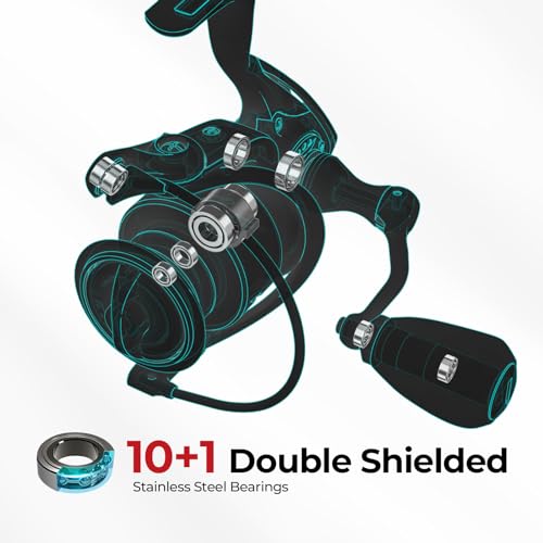 Piscifun Viper X Spinning Reels, Carbon Fiber 33LBs Max Drag, 10+1 Shielded BB, Saltwater Freshwater Spinning Fishing Reel, 5.2:1/6.2:1, 500, 1000, 2000, 3000, 4000, 5000 Series