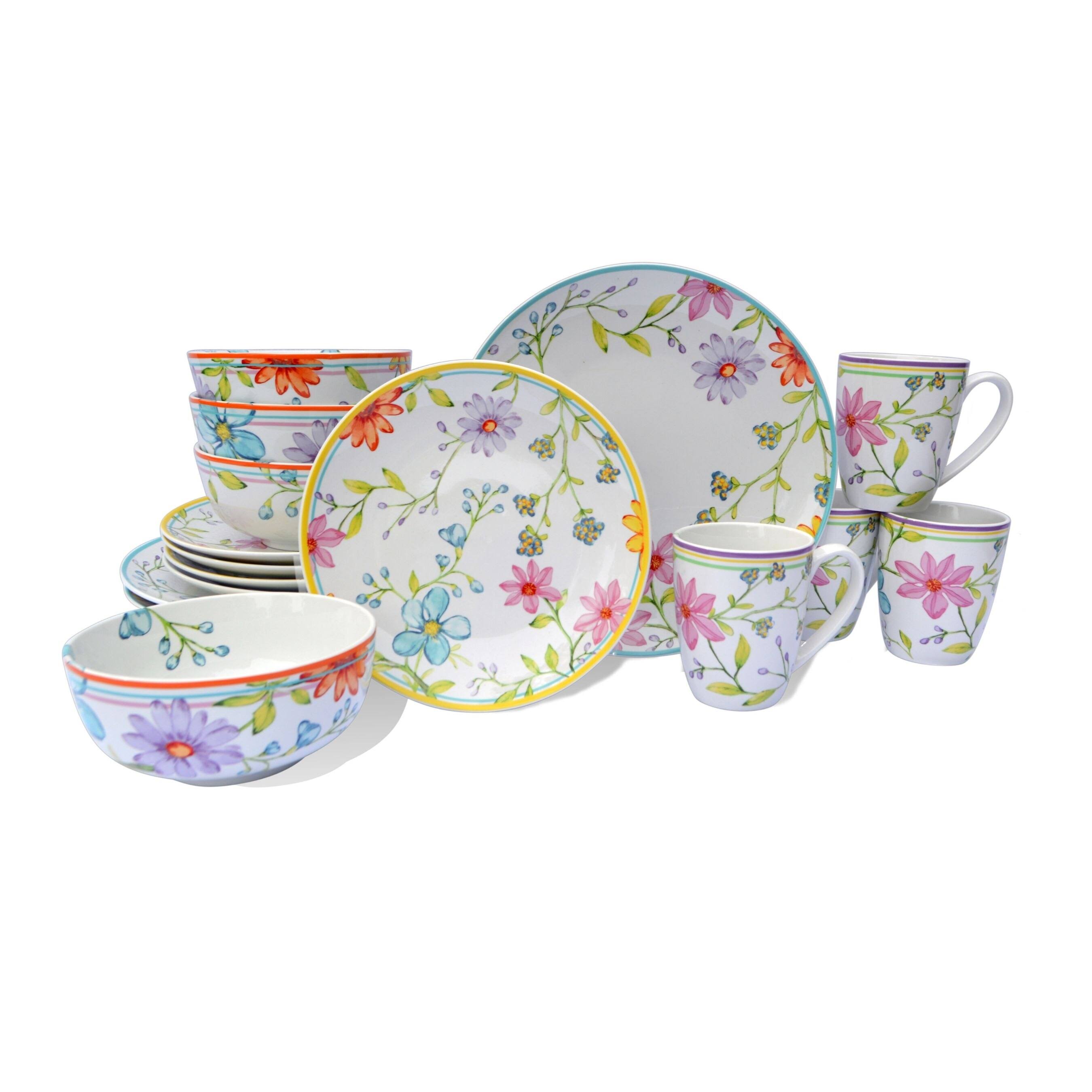 Euro Ceramica Charlotte 16 Piece Dinnerware Set - Multicolor - abergere