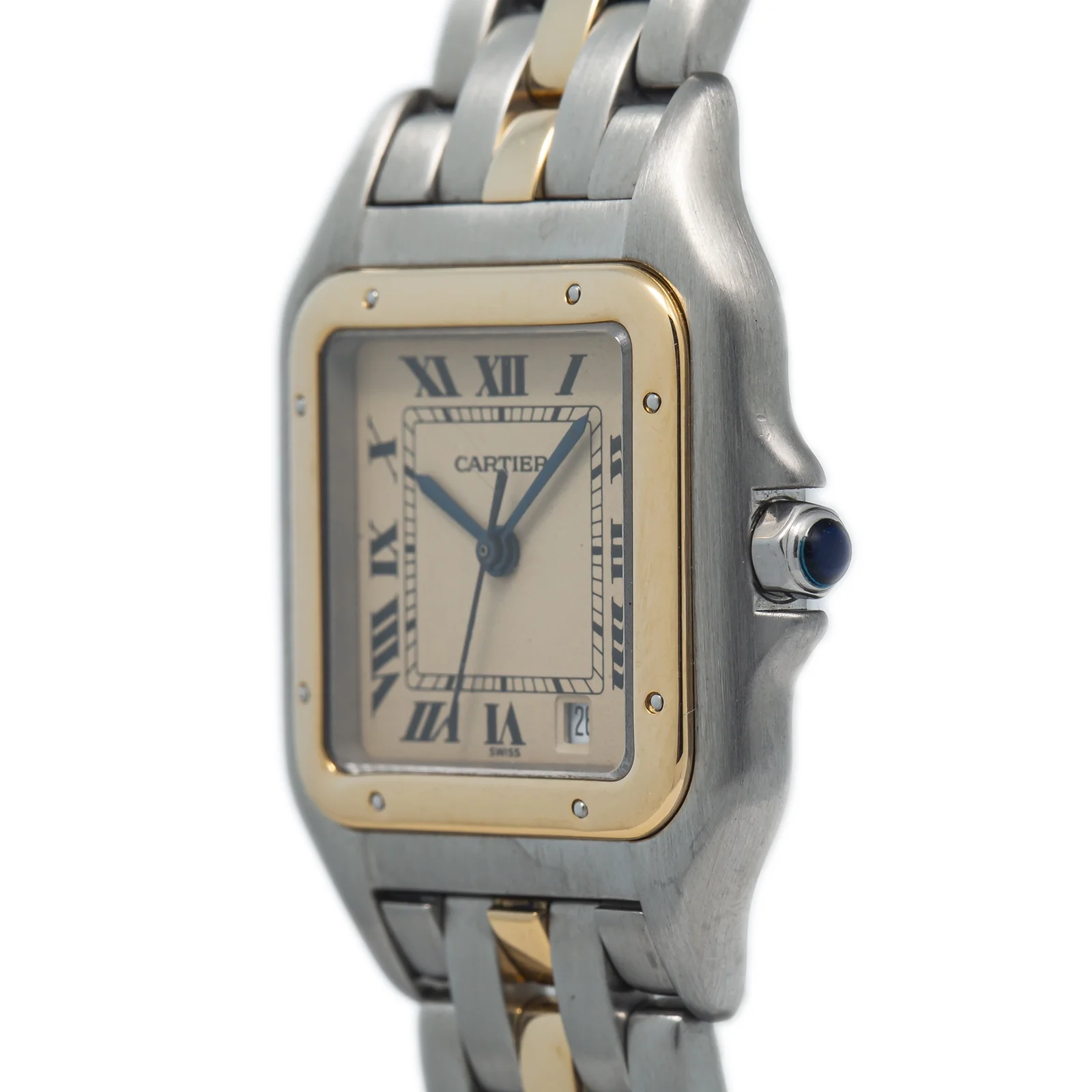 Cartier Panthere 1 Row 187949 18k Yellow Two Tone Quartz White Dial Watch 27mm