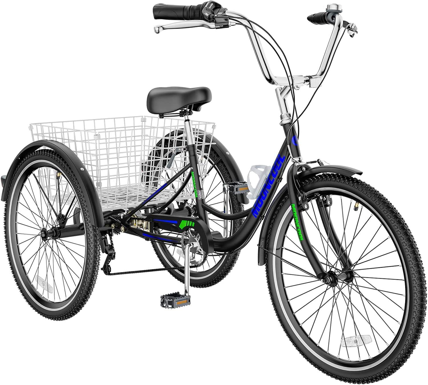 Adult Tricycle 7 Speed 3 Wheel Bike Adult Trikes, Three-Wheeled Bicycles Cruise Trike with Basket for Seniors, Women, Men for Recreation Shopping (24