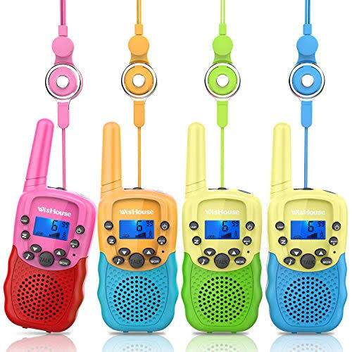 Wishouse Childrens Walkie Talkie Sets for Boys Girls 4 Pack,Family 2 Way Radio Walky Talky for Kids with Flashlight,Camping Game