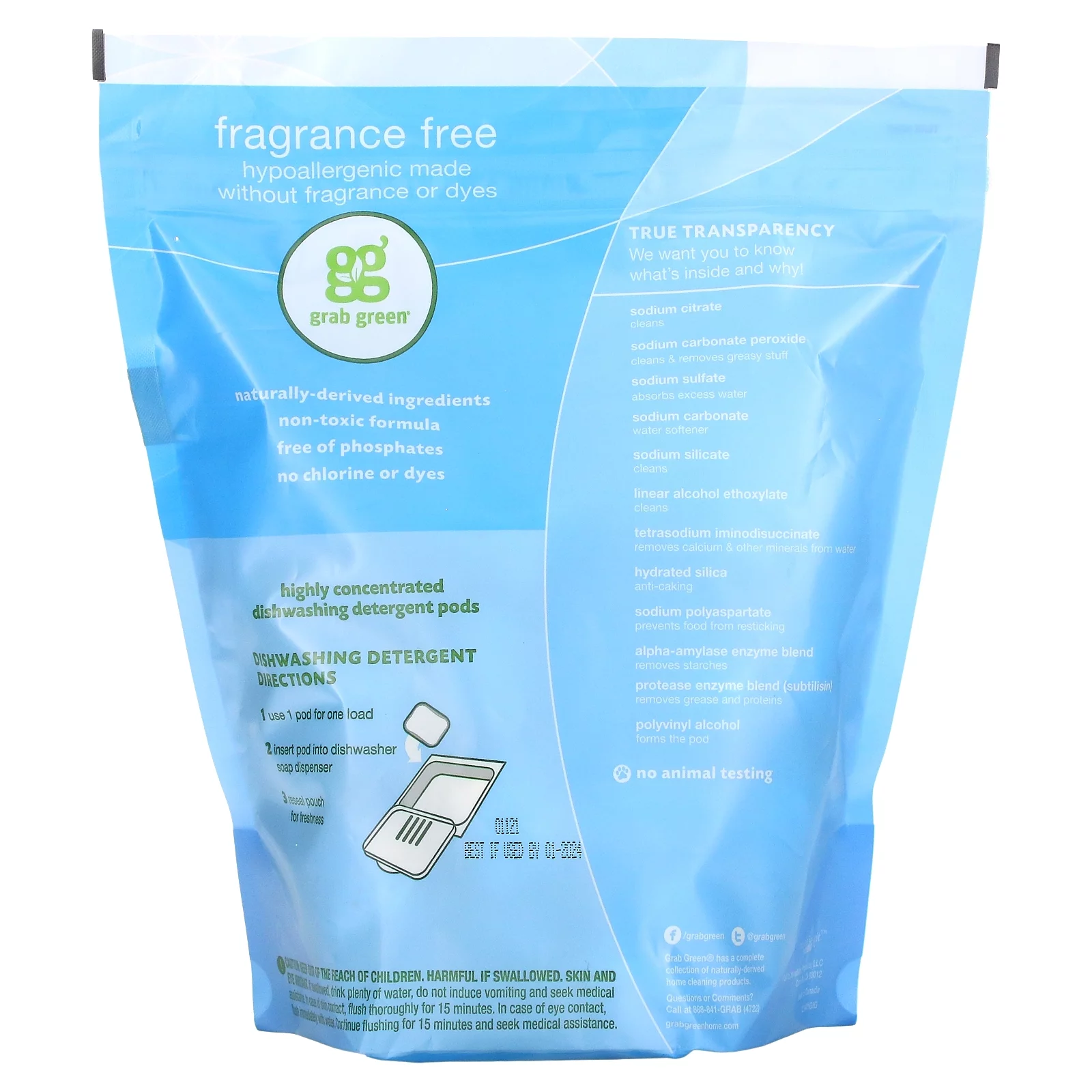 Grab Green Pods Dishwasher Detergent, 38.09 Ounce, 60 Count