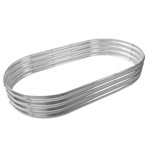 Oval Galvanized Planter Box,Metal Raised Garden Bed - 0.8MM Thick- Ideal for Outdoor Gardening and Planting of Vegetables Flowers Fruits Succulent Plants and Others (Silver, 6X3X1FT)