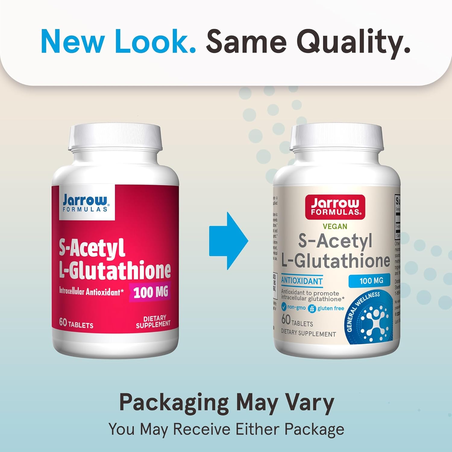Jarrow Formulas S-Acetyl L-Glutathione Tablets - 100 mg - 60 Count - Dietary Supplement - Stable Form of L-Glutathione - for Antioxidant Support and Detoxification - Non-GMO - Gluten Free
