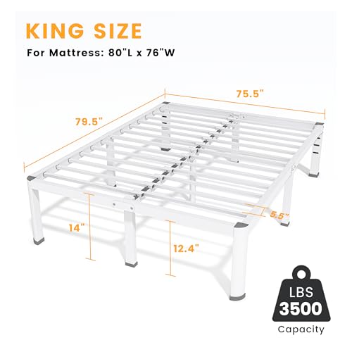 14 Inch Full Bed Frame, Metal Platform Bed Frame with Round Corner Legs, 3500 lbs Heavy Duty Steel Slats Support, No Box Spring Needed, Noise Free, Easy Assembly, Black