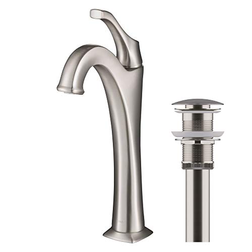 KRAUS KVF-1200BG Arlo™ Brushed Gold Tall Vessel Bathroom Faucet with Pop-Up Drain