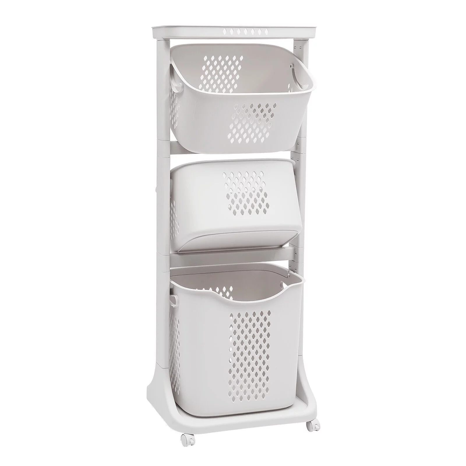 3-Tier Laundry Hamper Basket Sorter Clothes Storage Organizer Shelf Rolling Cart