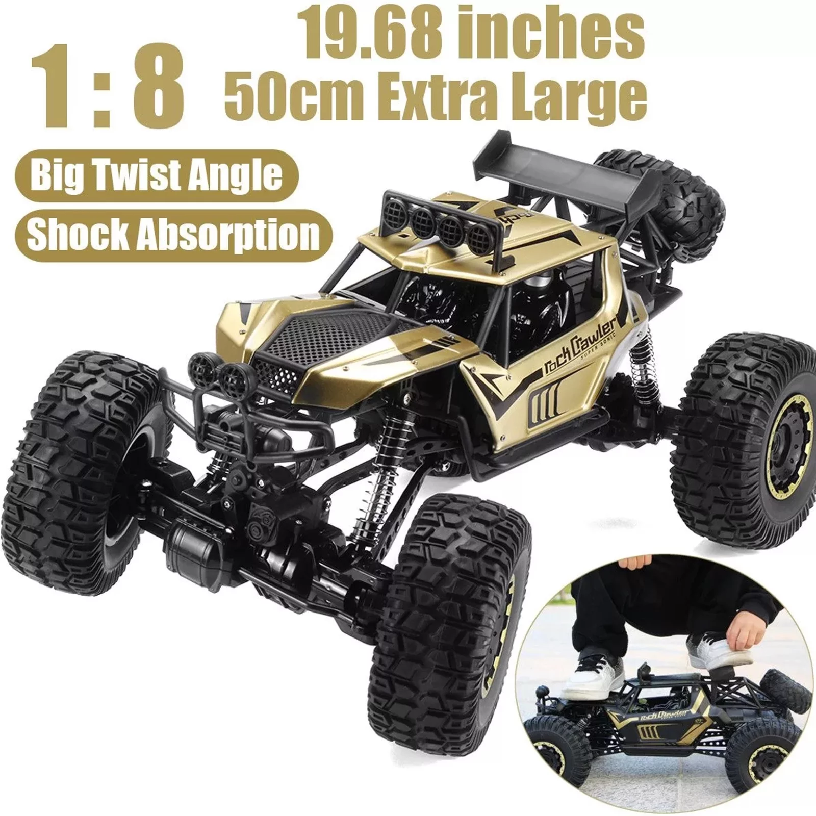 Mukola 1:8 Large Scale RC Cars 52 km/h High Speed Boys Remote Control Car off Road Monster Truck Electric 4WD All Terrain Waterproof Toys Trucks for Kids and Adults