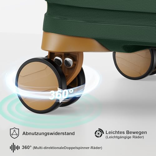 Joyway Carry On Luggage 20 Inch Expandable Suitcase with Spinner Wheel, 4 Piece Hard Shell Luggage Set with TSA Lock(White brown)