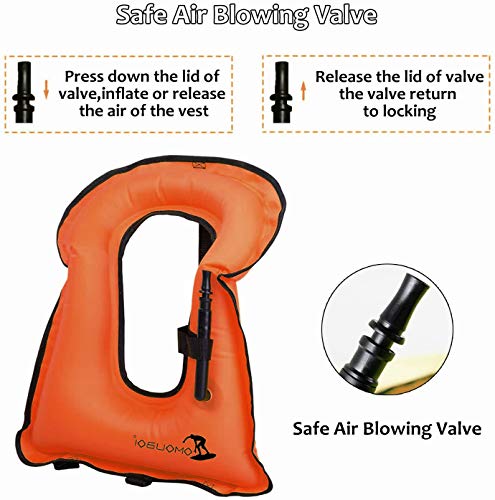 OMOUBOI Inflatable Snorkel Vest Kayak Swim Vest for Adults Snorkel Vests Inflatable Buoyancy Jacket Portable Diving Jackets Swimming Vests for Snorkeling Water Sports Beginner Adults-Only (96-220 lbs)