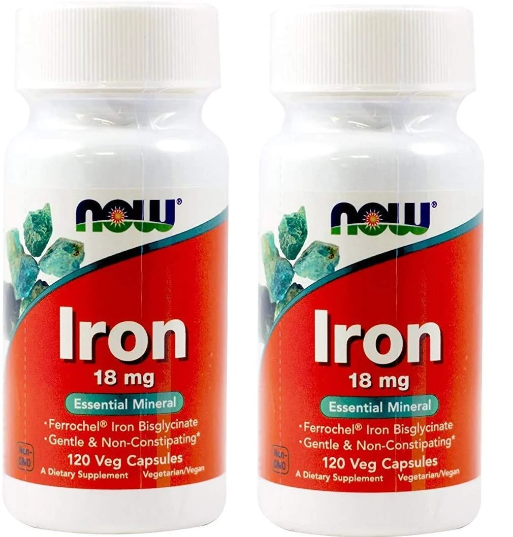 Now Foods Iron Ferrochel(R), 120 Vcaps 18 Mg(Pack Of 2)