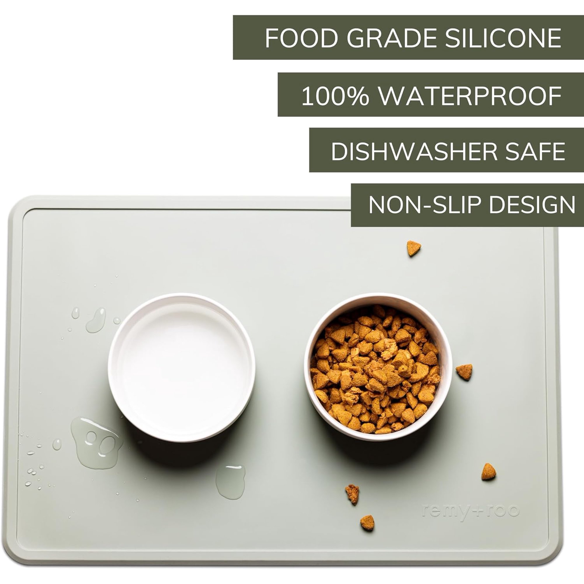 Sage Silicone Dog Food Mat |  Waterproof | Non-Slip | Dishwasher Safe