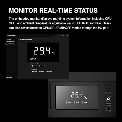 GAMDIAS White Mid Tower Gaming Computer Case w/Display&App, ATX Tempered Glass PC Case, Built-in 3x120mm ARGB PWM Fans, Up to RTX GPU/VGA 410mm& 360mm AIO/Radiator& 6x120mm Fans& 160mm CPU Cooler