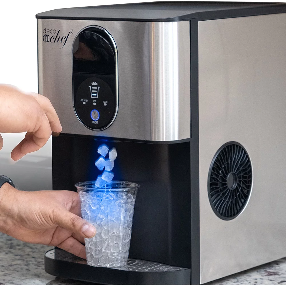 Open Box Deco Chef Self Dispensing Nugget Ice Maker Countertop, 46LB Per Day Automatic Chewable Ice, 1.8LB Per Hour