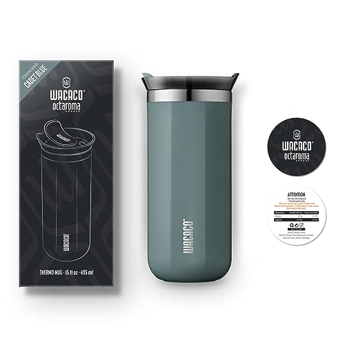 WACACO Octaroma Classico Vacuum Insulated Coffee Mug, Double-wall Stainless Steel Travel Tumbler With Drinking Lid, 6 fl oz (180ml), Carmine Red