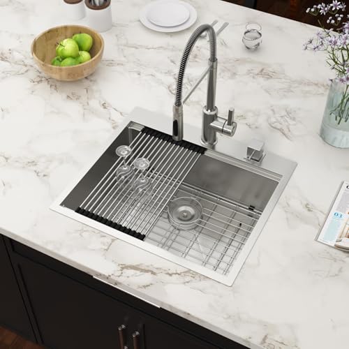 25 Inch Utility Laundry Sink Drop In 16 Gauge Stainless Steel Single Bowl Laundry Room Sink Laundry & Utility Room Kitchen Sinks 25