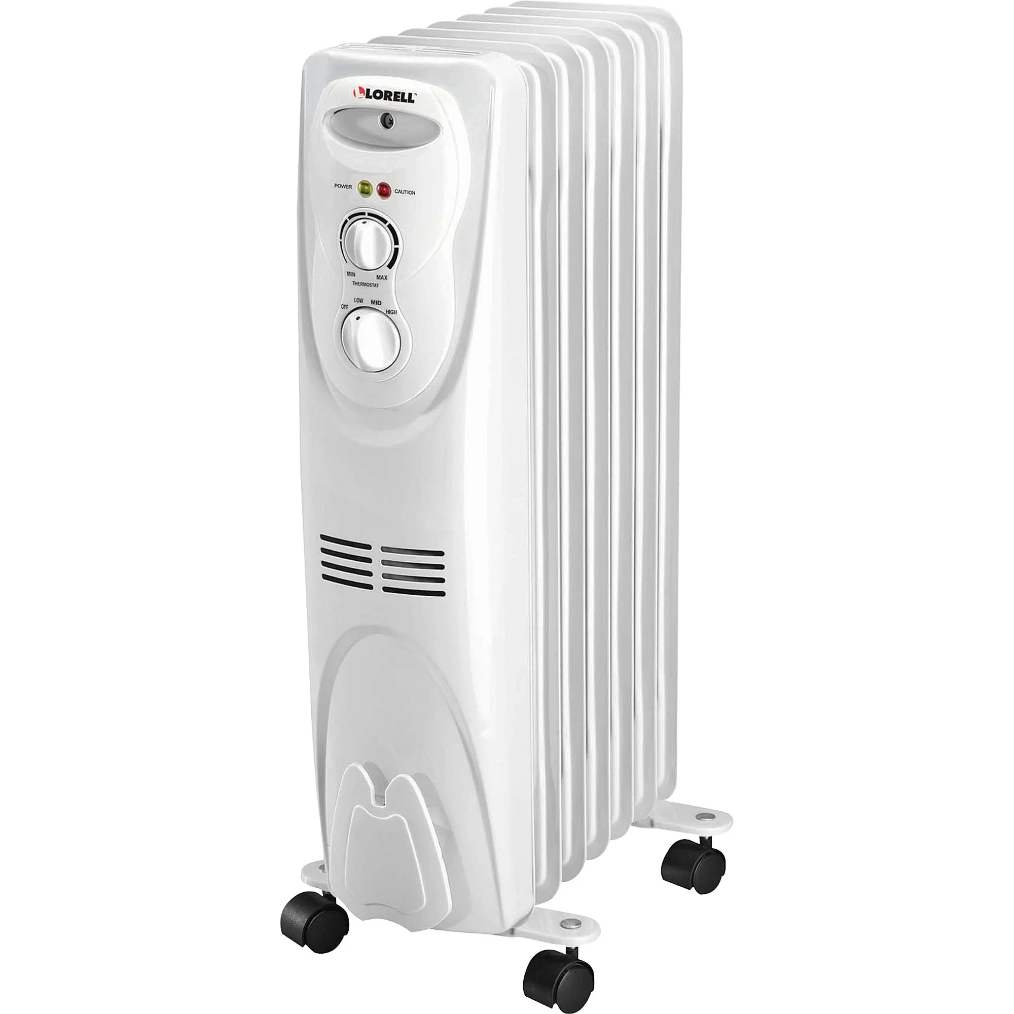 Lorell 1500 Watt 3-setting Oil Filled Heater - Oil Filled - Electric - 1500 W - 3 X Heat Settings - White