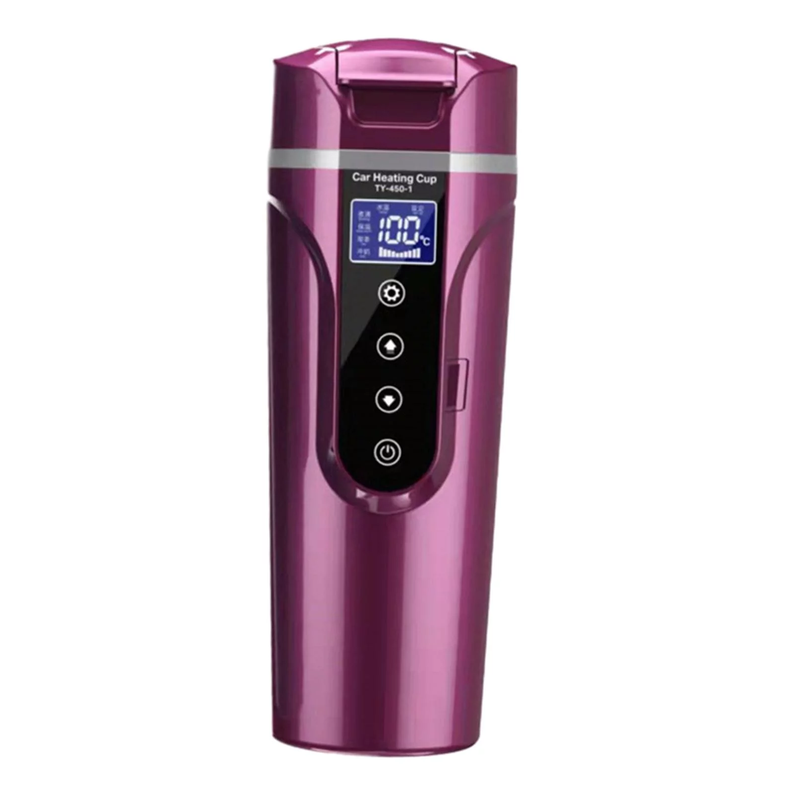 450ml Car Heating Cup 24V/12V Electric Travel Kettle Leakproof Thermal Insulation Heating Drinking Cup Car Kettle Water Boiler for Tea Milk Dark Violets