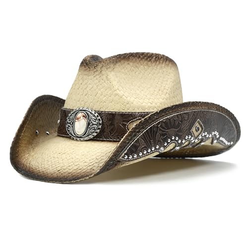 Cowboy Hats for Women and Men Straw Western Hat Embroidered Cowboy Hat for Cowboys and Cowgirls