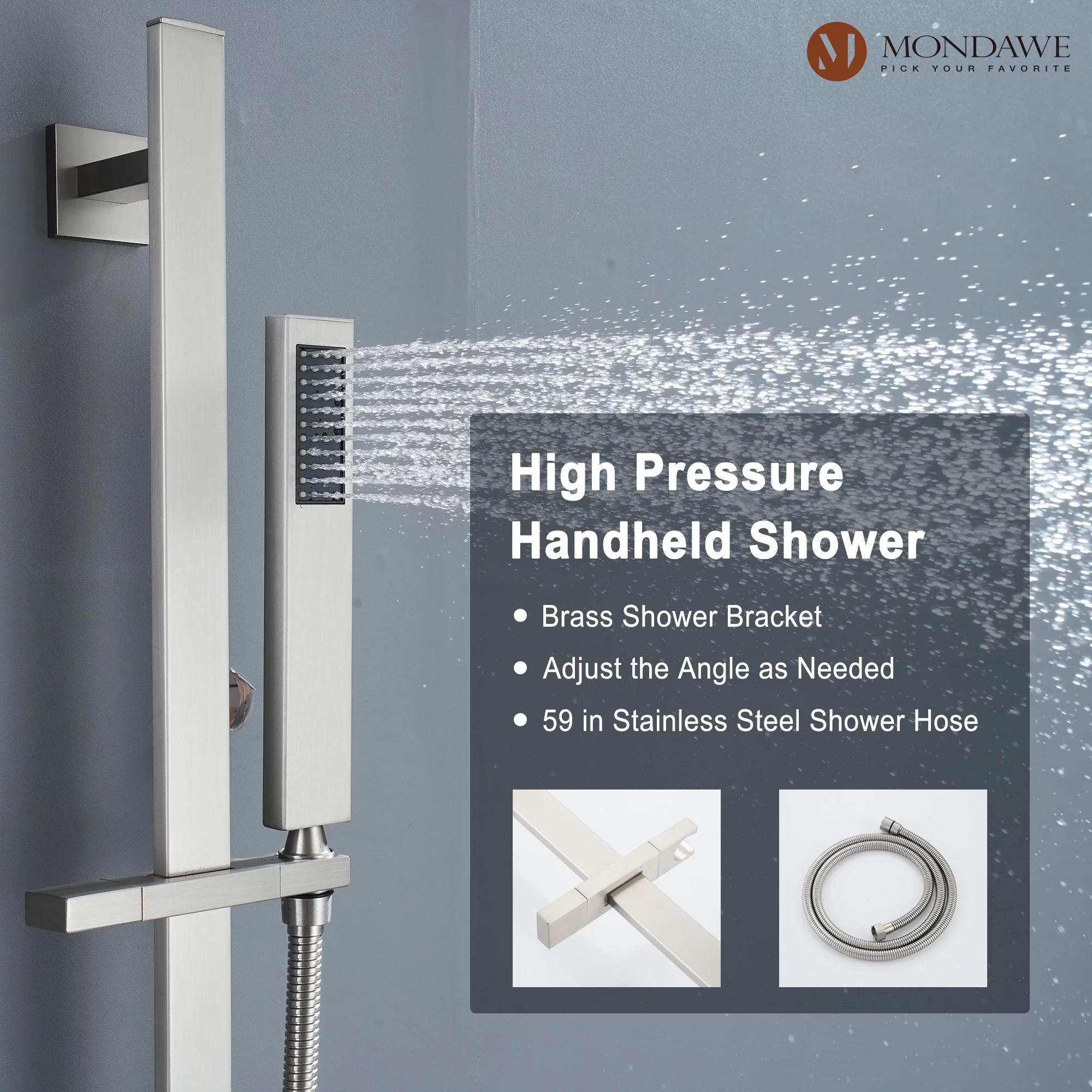 16 Inch Large Rain Shower System with 6 Body Spray, 4 Function Thermostatic Rain Showerhead Faucet with Handheld Combo Set
