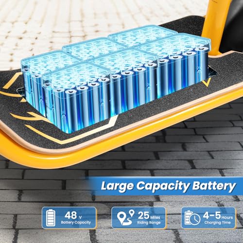 Caroma Peak 500W/800W/1200W Electric Scooter with Seat, 30 Miles Max Range Electric Scooter Adults&Teens, 48V Large Battery, 20MPH Top Speed Foldable Ebike, Adjustable E-Bike with Basket&Kid Seat