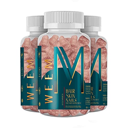 WEEM Hair Skin and Nails Gummies - Supports healthy hair - Vegan biotin Vitamins for Women & Men Supports Faster Hair Growth, Stronger Nails, Healthy Skin, Extra Strength (1)