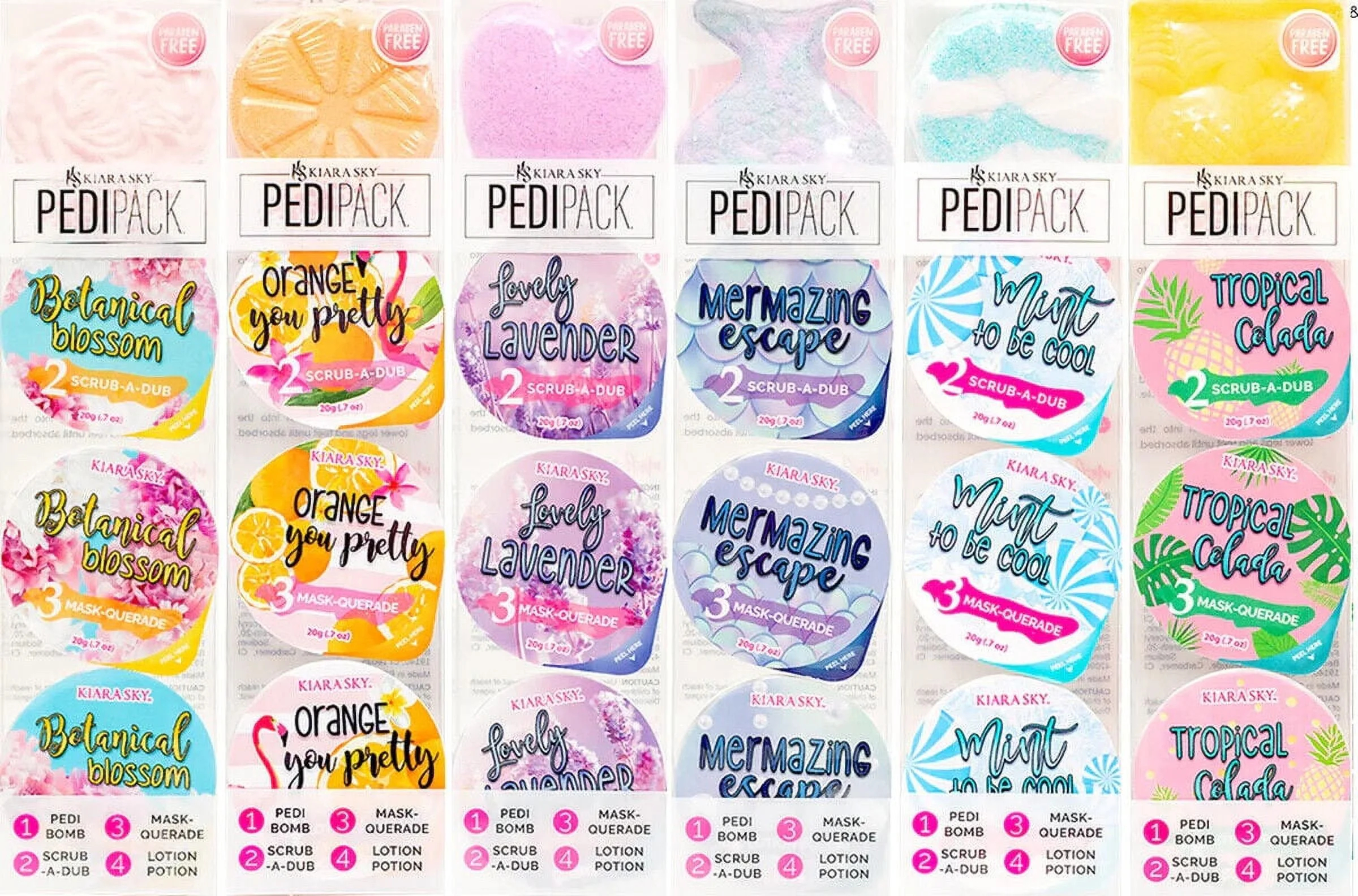 Kiara Sky PediPack Luxury 4 Steps Pedicure Spa SET OF 6 FLAVORS