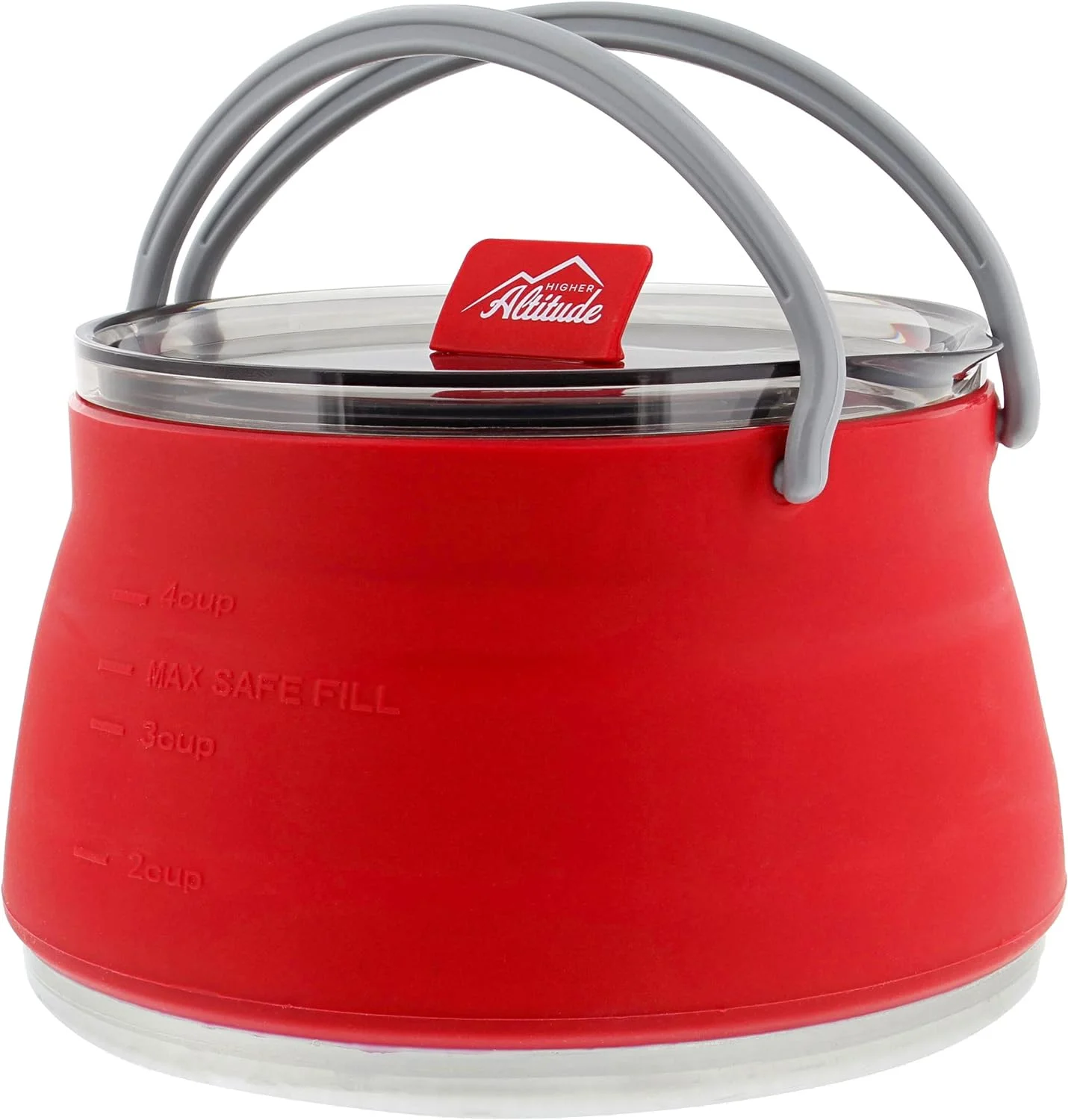 Collapsible Travel Kettle With Lid - 1L Red Portable Water Boiler Tea Maker For Campig Gas Stove