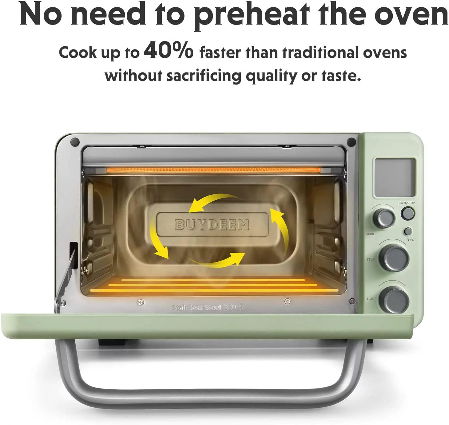 BUYDEEM 7-in-1 Digital Air Fryer Countertop Toaster Oven, 11QT, Mint Green