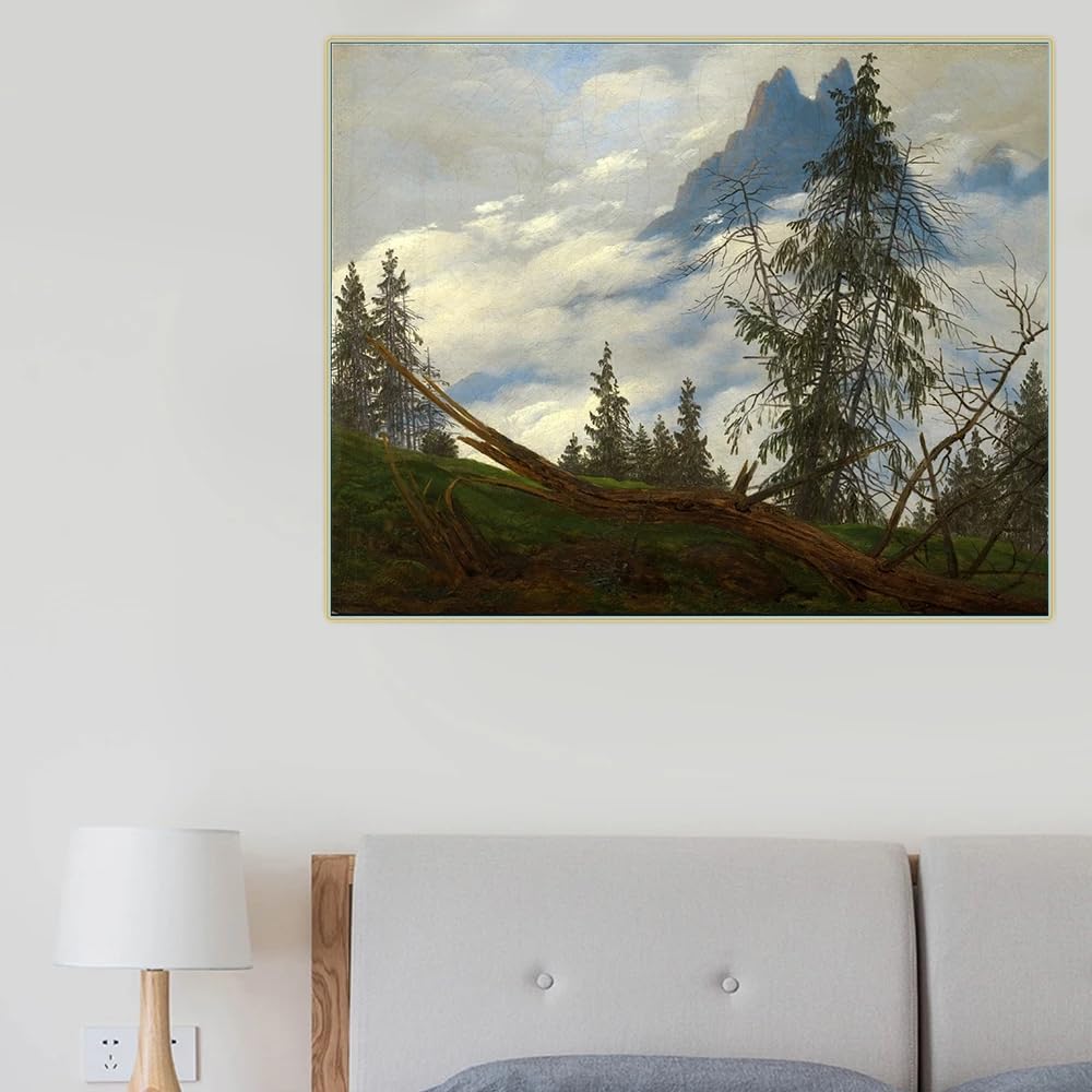 Zchdk Yhdesh Caspar David Friedrich Posters《Mountain Peak 》Canvas Painting Caspar David Friedrich Wall Art Prints For Home Decor Pictures 60x70cmx1 No Frame