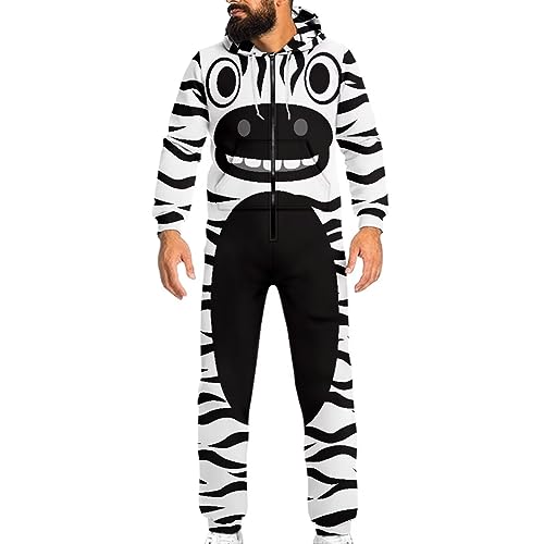 chaqlin Adult Onesie Hooded One-Piece Pajama Zipper Jumpsuits for Men and Women Halloween Party Costume