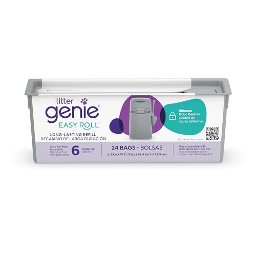 Litter Genie Easy Roll Continuous Refill Bags (1-Pack) | Multi-Layers of Odor-Barrier Technology | Includes 24 Bags