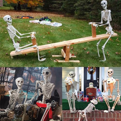 5 Ft Skeleton Halloween Decorations, Full Body Life-Size Skeleton Prop with Movable Joints for Halloween Decorations Outdoor Yard Haunted House Prop Decorations