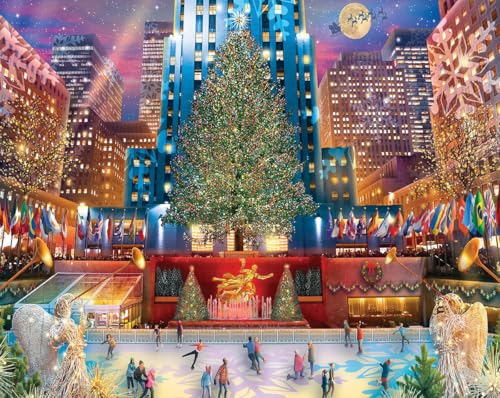 White Mountain 1000 Piece Jigsaw Puzzle Winter Christmas Holiday Puzzles for Adults and Kids 24