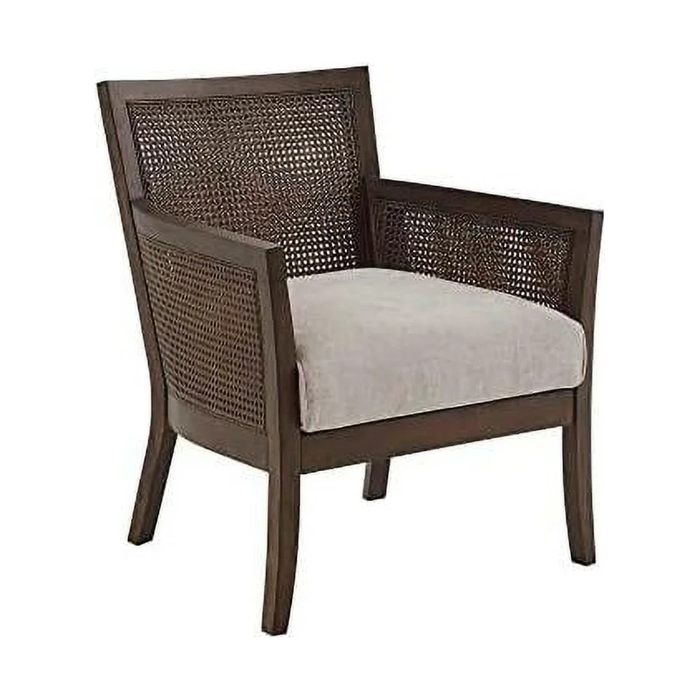 Upholstered Accent Chair Living Room Furniture - Leisurely Resting, Comfortable Foam Seat Cushion Bedroom Lounge, Modern Sophisticated Finished, Sturdy Frame, Tan/Espress