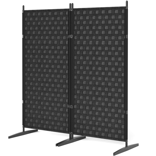 2 Panel Room Divider for Room Separation - Wall Partition Rooms Dividers and Folding Privacy Screens Indoor Small Devider Black Fresstanding Portable Separator Space Screen Partitions