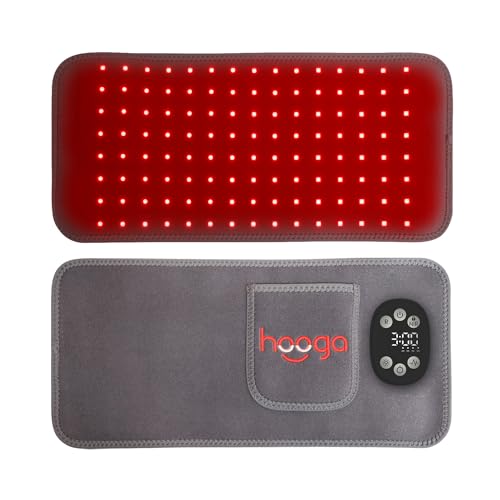 Hooga Red Light Therapy Wrap, Infrared Light Therapy Belt, 120 LEDs, Red Light Therapy for Pain Relief, Recovery, Energy. Use On Back, Neck, Shoulder, Waist, Wrist for Men and Women Rechargeable