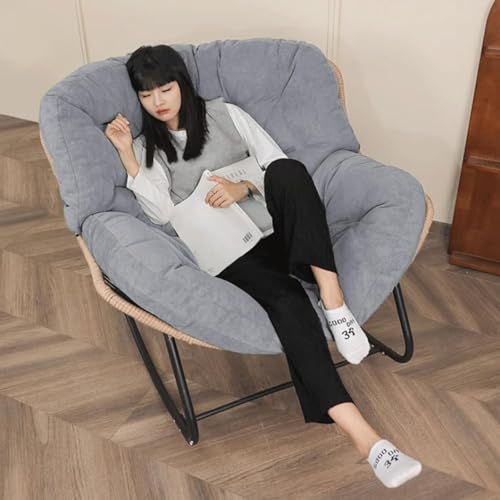 Outdoor/Indoor Rocking Chair,Papasan Chair,Outdoor Patio Porch Furniture,Rattan Wicker Lounge Chair Indoor,Rocker Egg Chair for Bedroom/Living Room/Porch/Garden/Lawn AAA