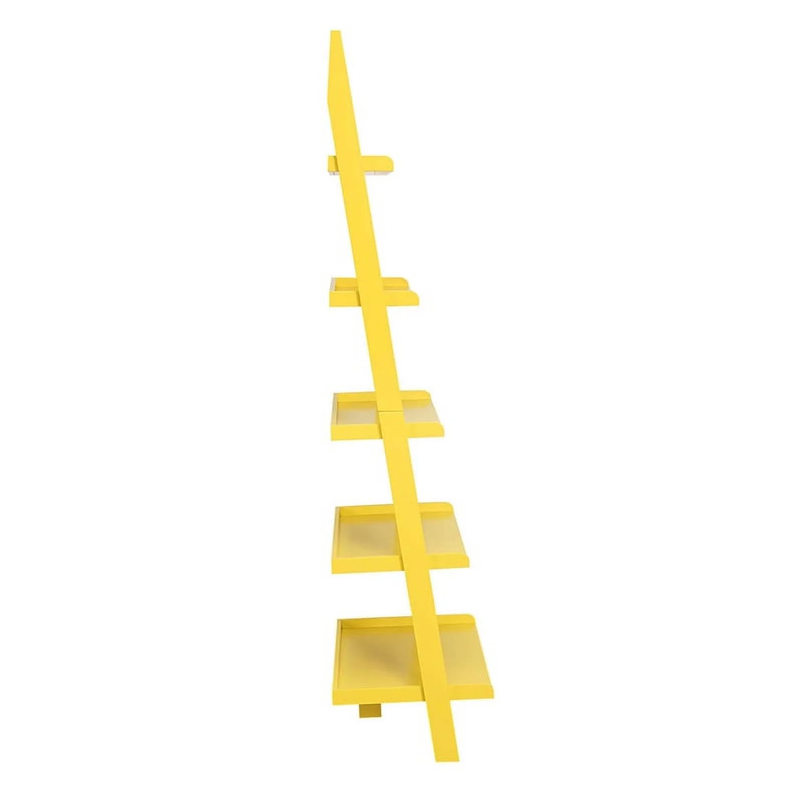 Pemberly Row Bookshelf Ladder with Five Tiers in Bright Yellow Wood Finish
