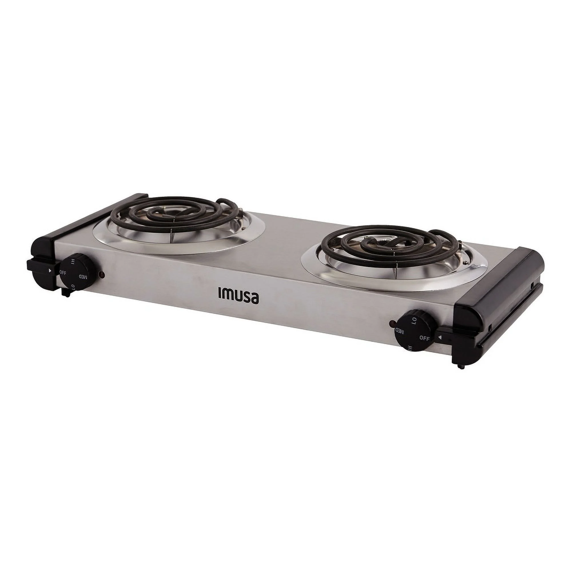 IMUSA GAU-80312 Electric Stainless Steel Double Burner 1500-Watts, Silver